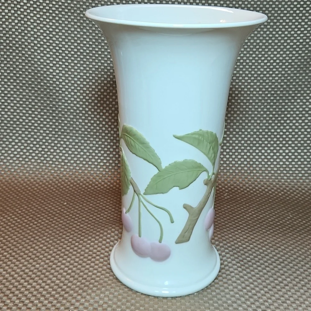 Goebel Vase Raised Cherry Made In W Germany Vintage Large Version